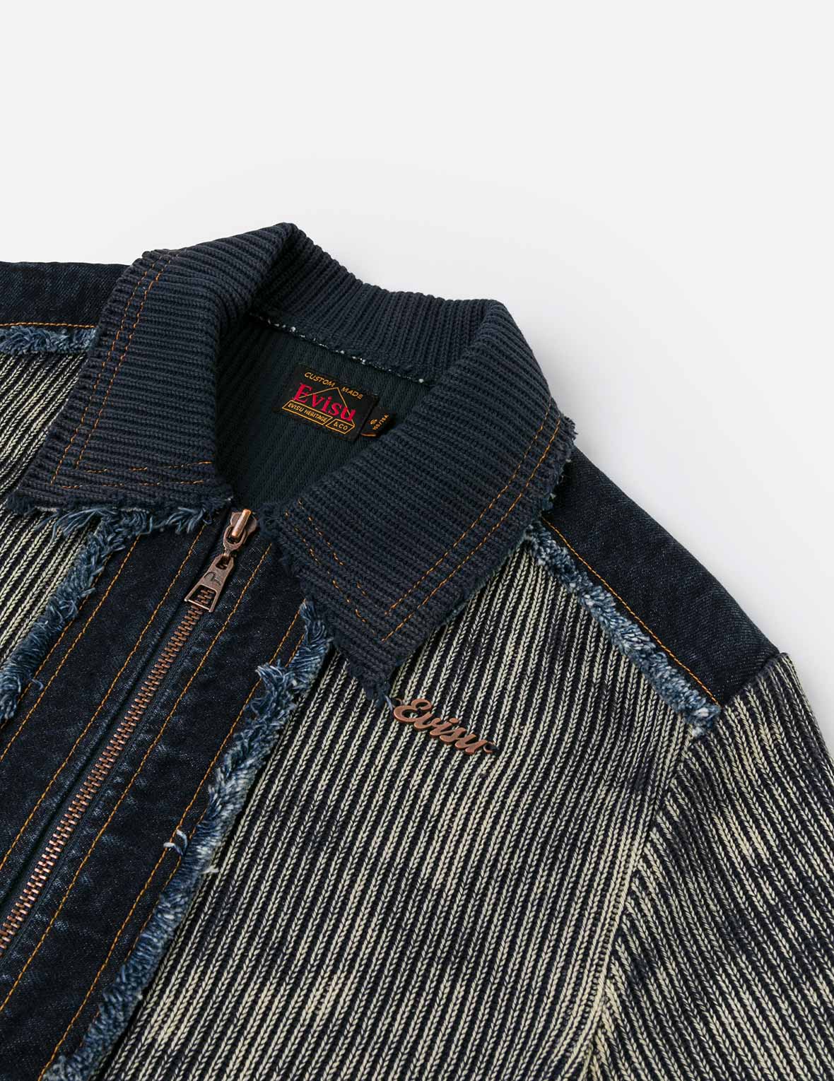デニムパネル ファッションフィット ジップアップカーディガン – EVISU