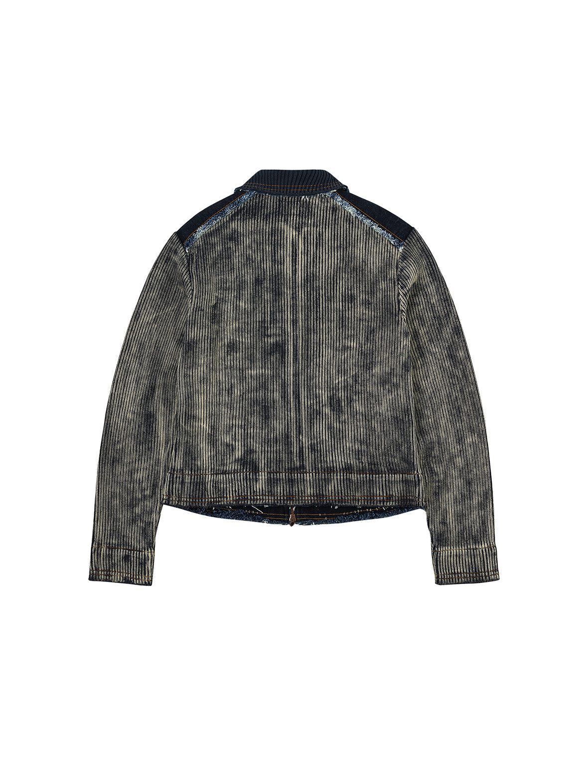 Denim Panelled Fashion Fit Zip-Up Cardigan
