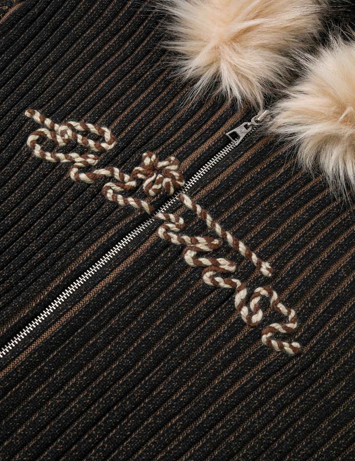 ロゴロープ刺繍 レギュラーフィット フーデッドニットジャケット