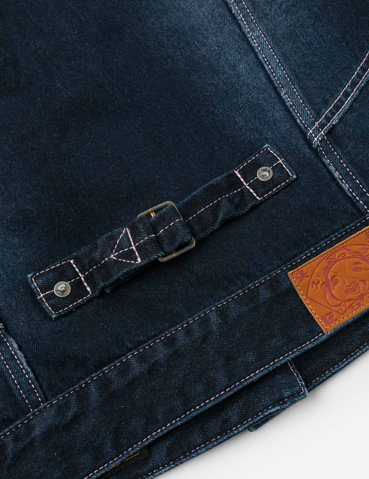 カモメアップリケ刺繍 ルーズフィット ウォッシュドデニムジャケット