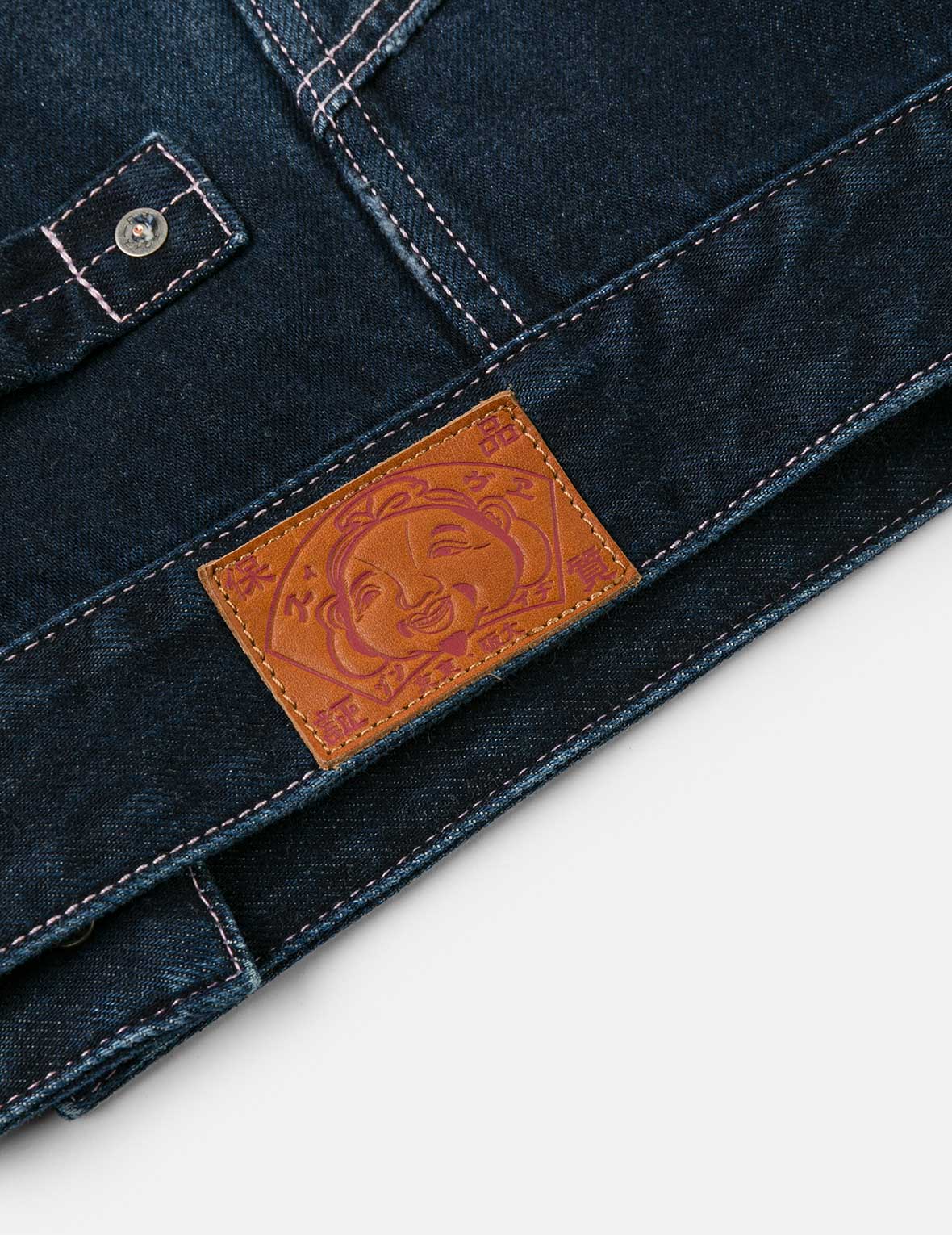 カモメアップリケ刺繍 ルーズフィット ウォッシュドデニムジャケット