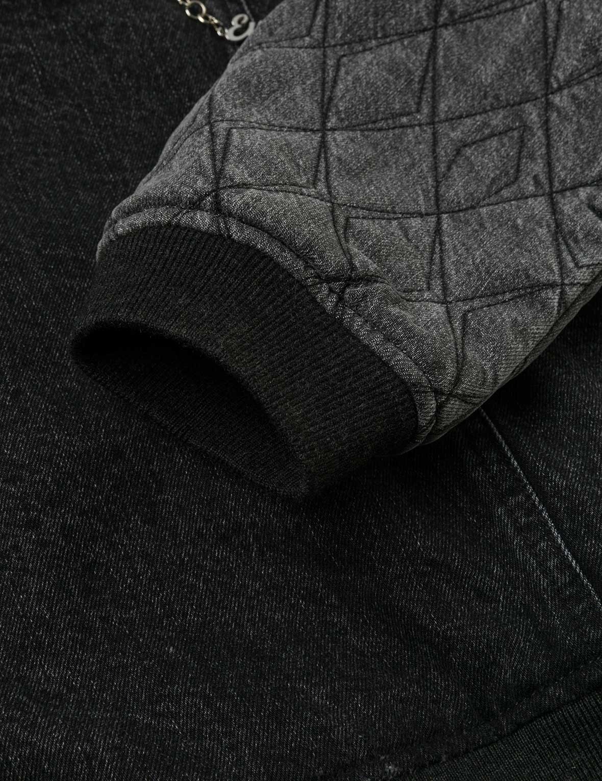 カモメ刺繍 ファッションフィット フード付きパッド入りデニムジャケット