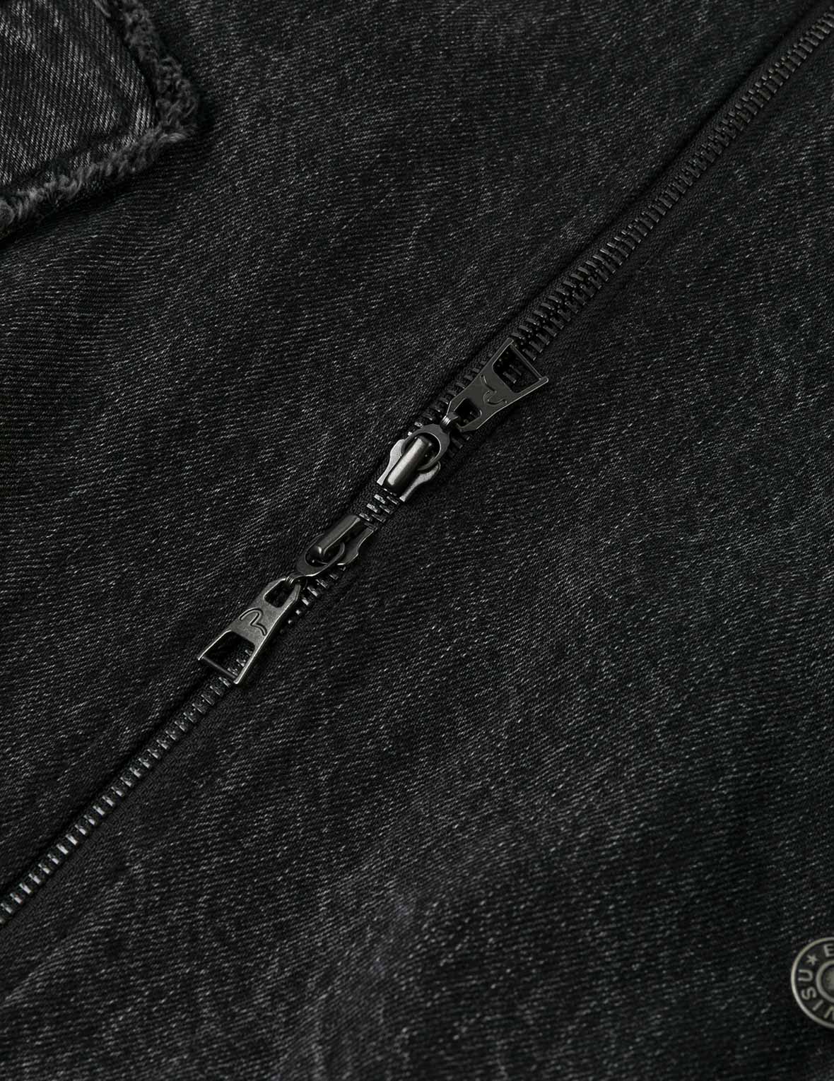 カモメ刺繍 ファッションフィット フード付きパッド入りデニムジャケット