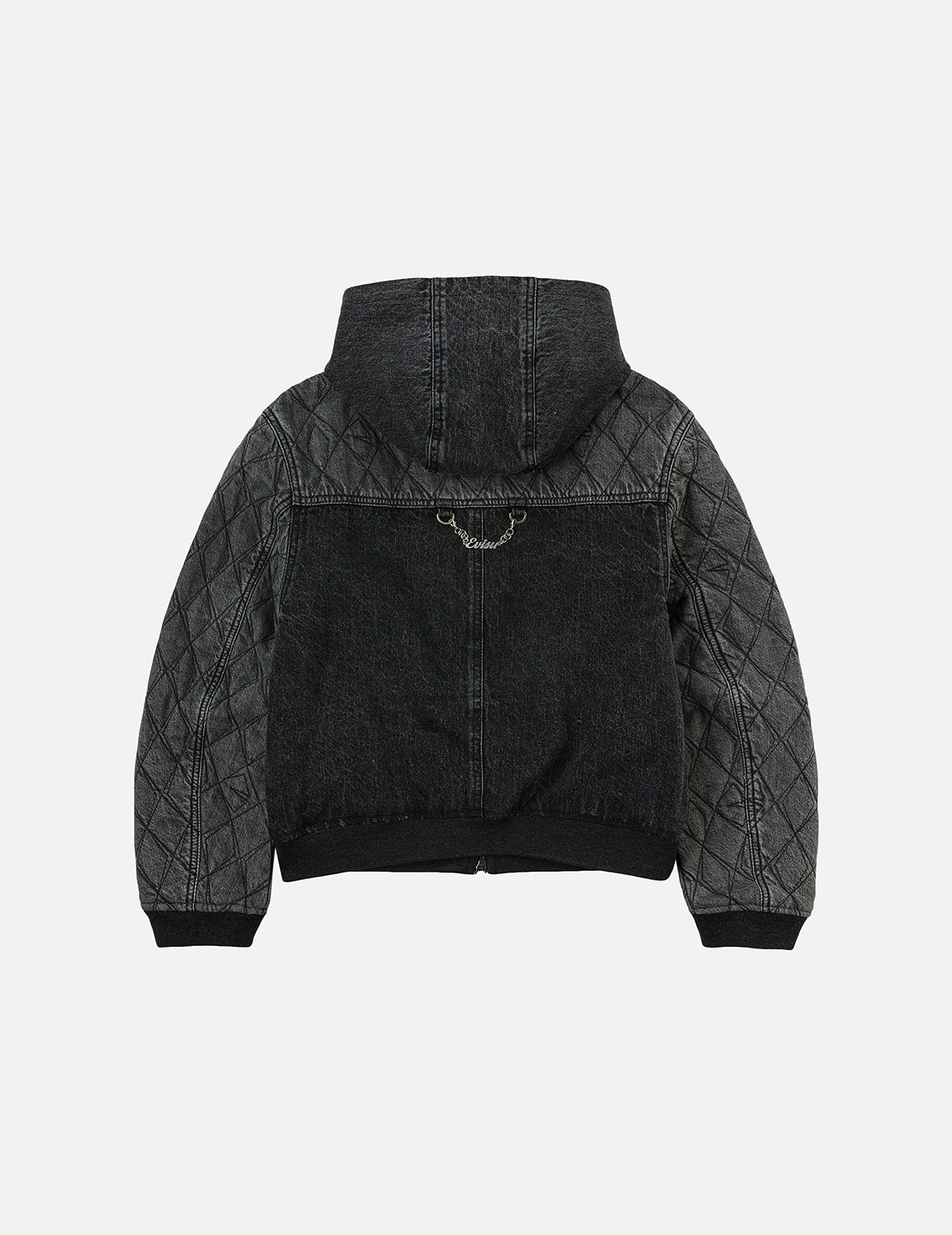 カモメ刺繍 ファッションフィット フード付きパッド入りデニムジャケット