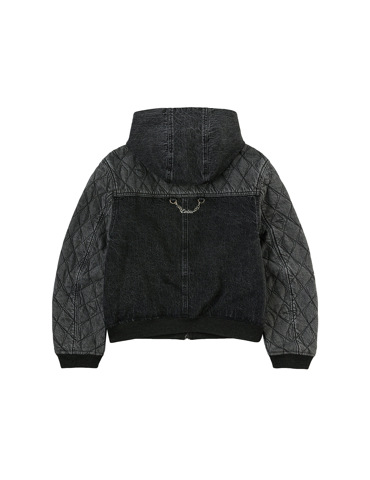 カモメ刺繍 ファッションフィット フード付きパッド入りデニムジャケット