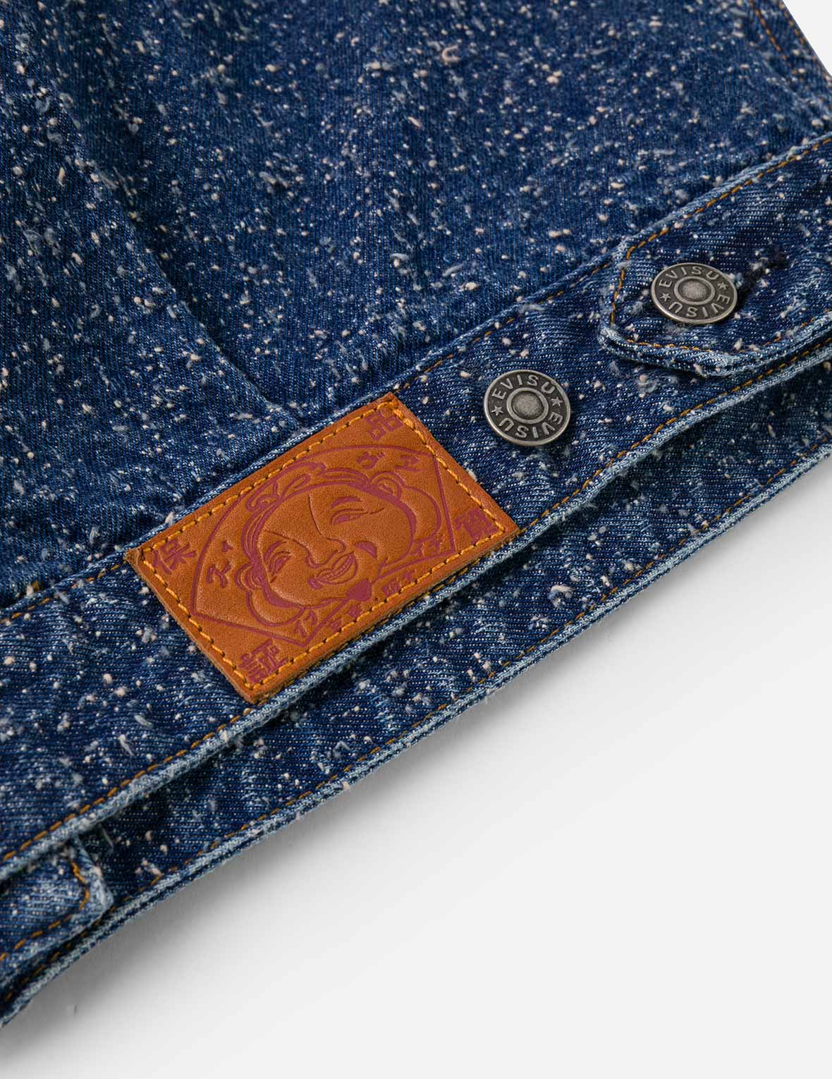 レザートリム ファッションフィット ノーカラーデニムジャケット