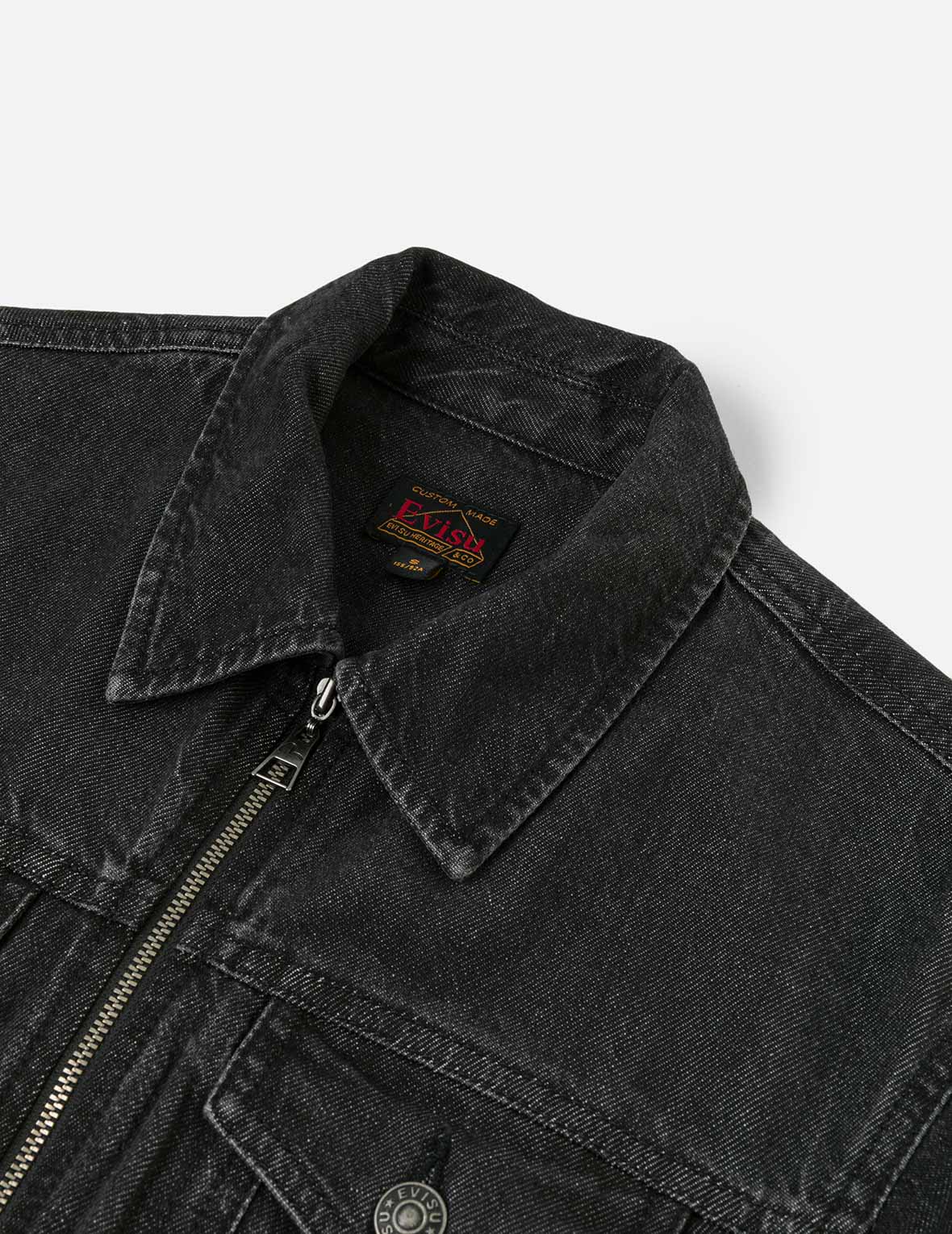 カモメ刺繍とスタッズ ファッションフィット デニムジッパードレス – EVISU