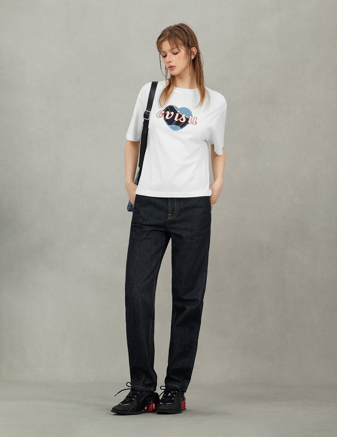 Seagull Embroidery with Metal Studs Relax Fit Jeans – EVISU