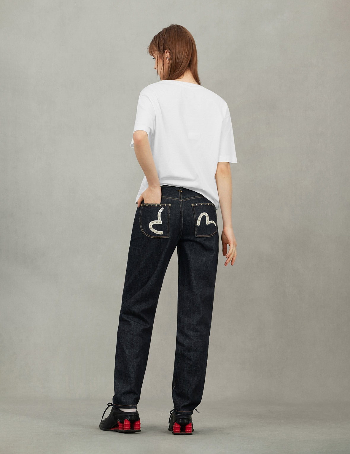 Seagull Embroidery with Metal Studs Relax Fit Jeans – EVISU