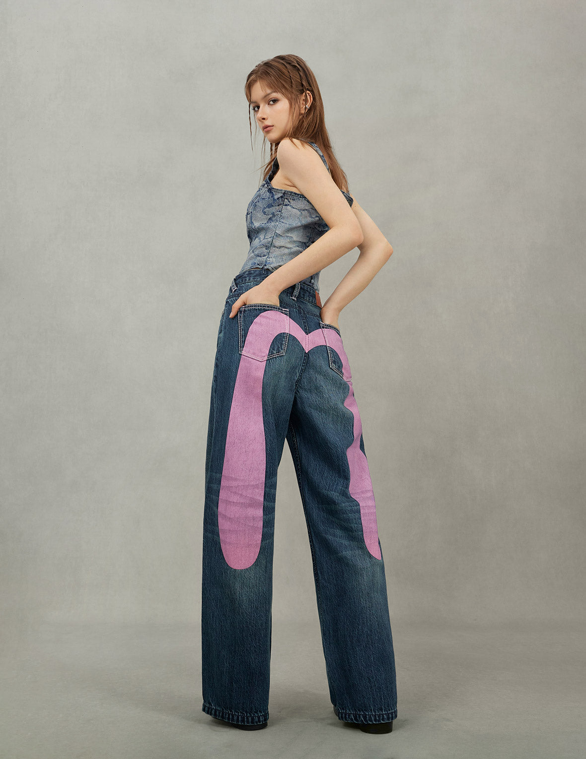 evisu デニム ストレートフィット EVISU エヴィス デニムパンツ ジーンズ ストレート 紅白耳