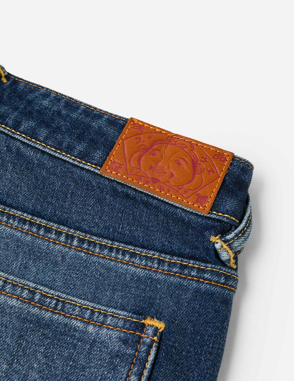 ホローファジーキャットとカモメ刺繍 リラックスフィット ジーンズ