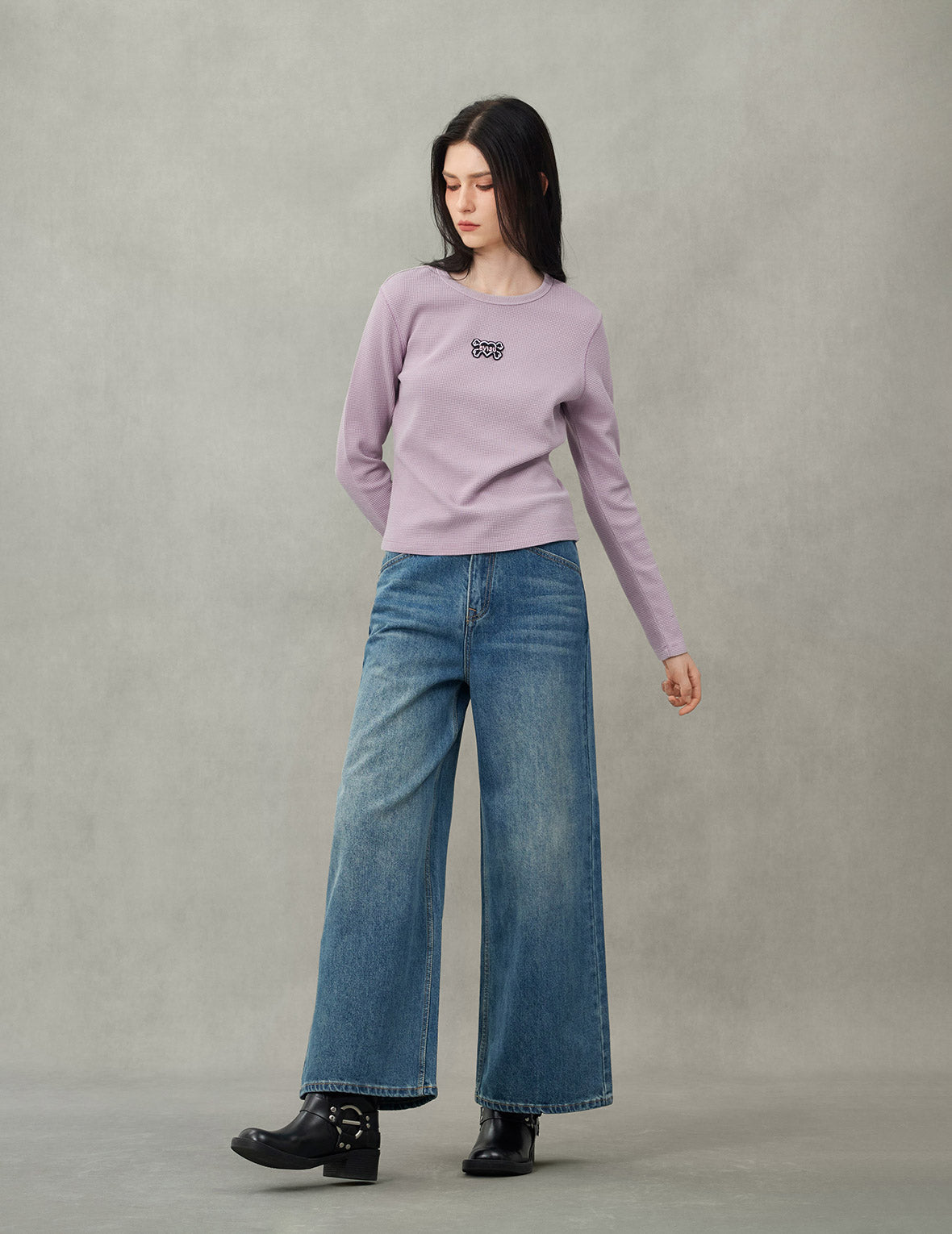 ワイドレッグデニム エビス カモメプリント ワイドレッグジーンズ – EVISU