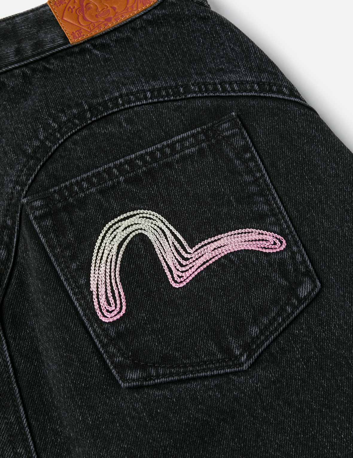 カモメ刺繍 ディストレスド ファッションフィット デニムスカート