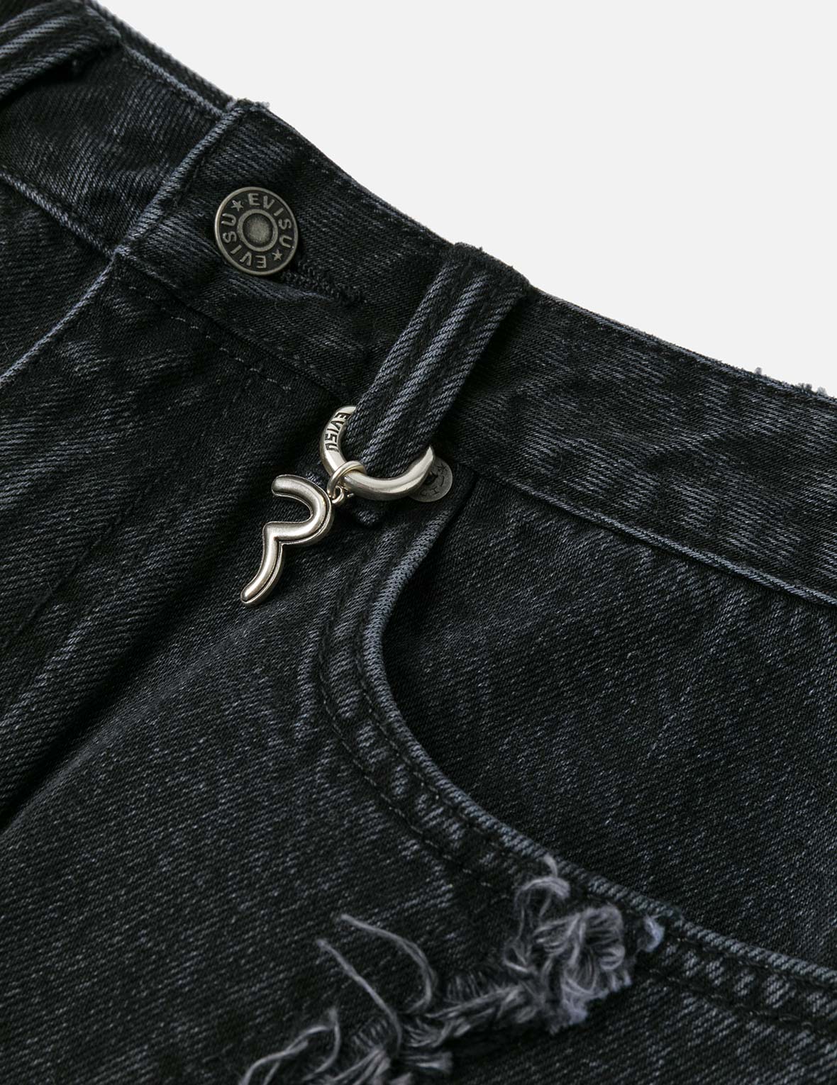 カモメ刺繍 ディストレスド ファッションフィット デニムスカート
