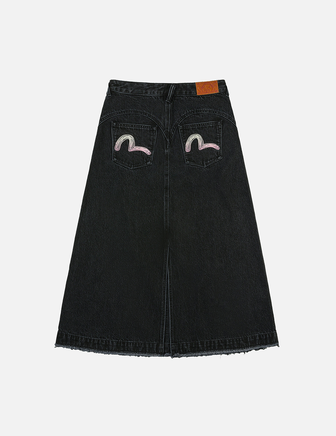 カモメ刺繍 ディストレスド ファッションフィット デニムスカート – EVISU カモメ刺繍 ディストレスド ファッションフィット デニムスカート – EVISU