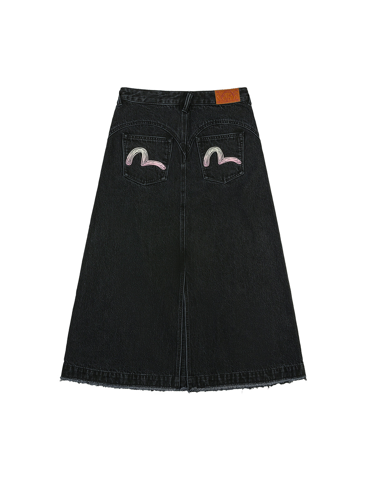 カモメ刺繍 ディストレスド ファッションフィット デニムスカート