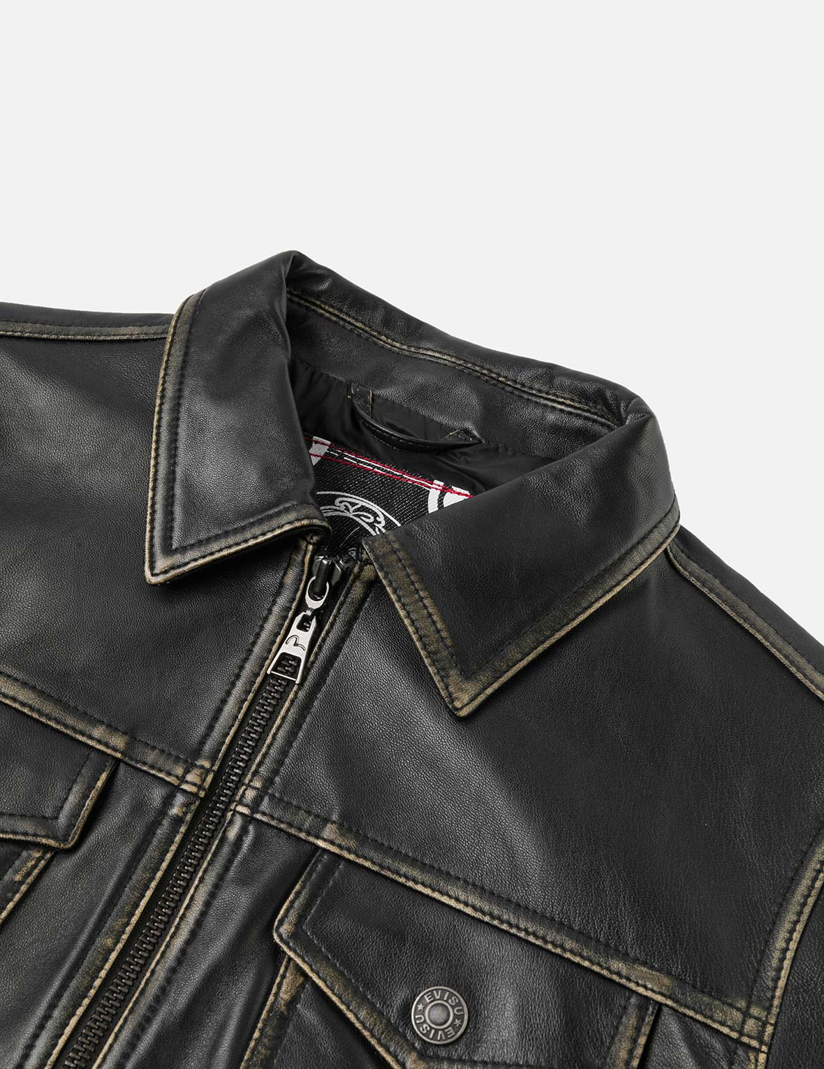 ロゴエンボス クロップドレザージャケット – EVISU