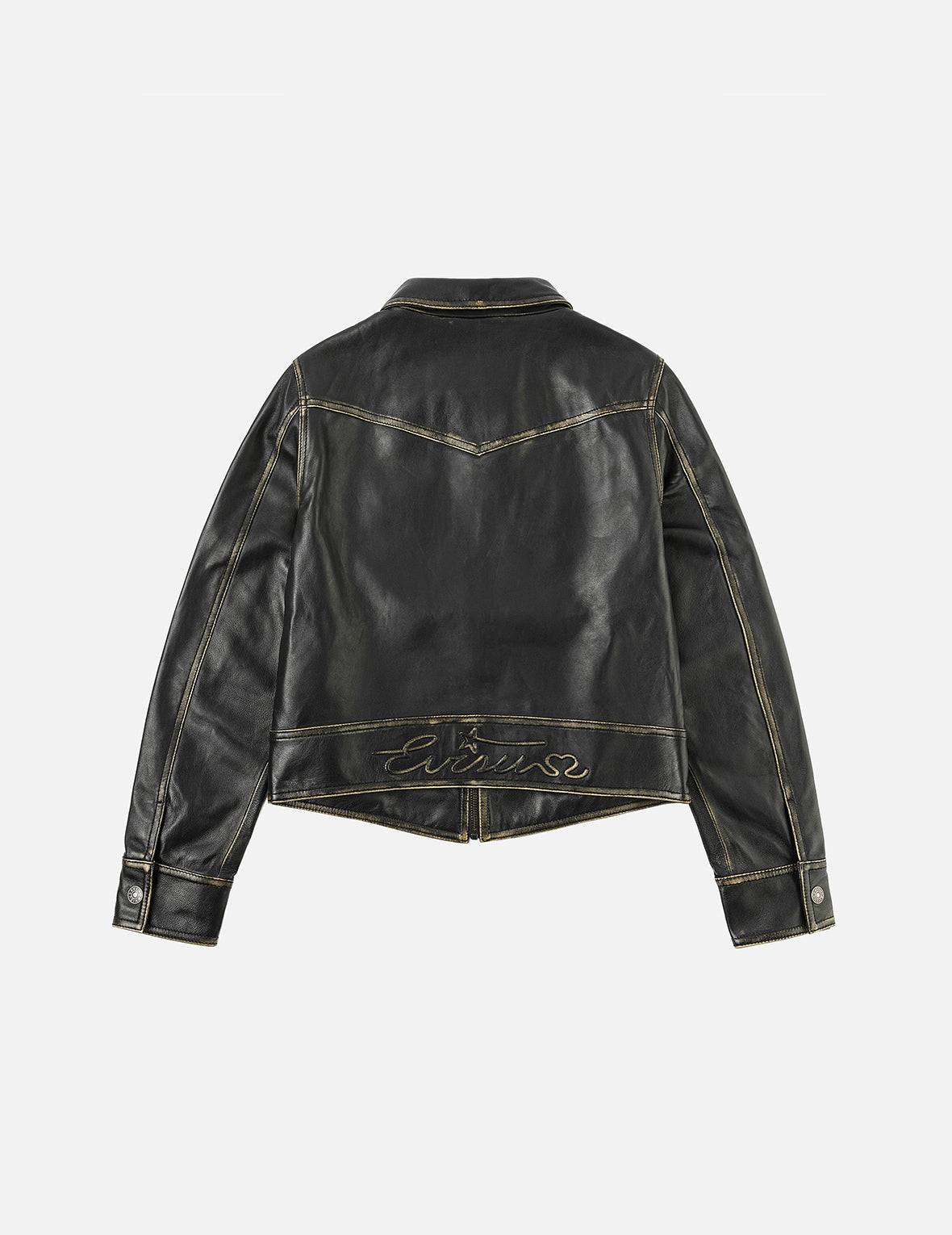 ロゴエンボス クロップドレザージャケット – EVISU