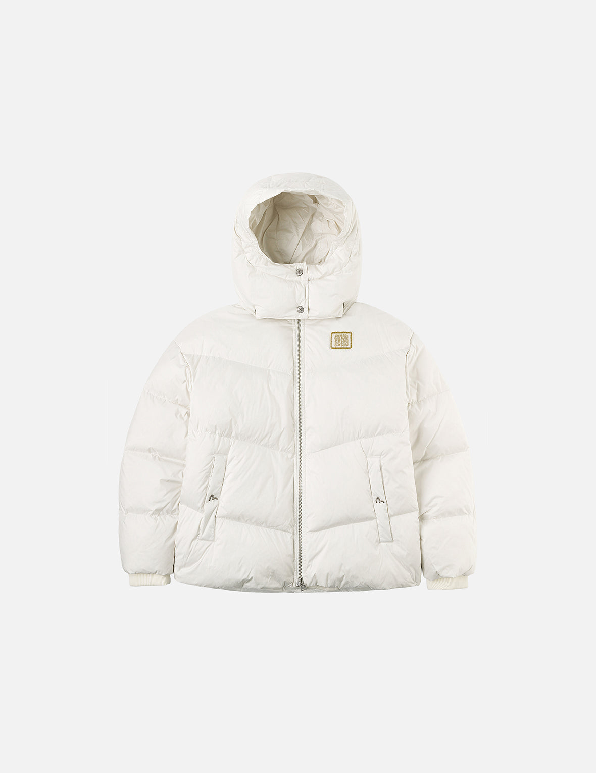 金糸猫アップリケ ファッションフィット 取り外し可能フード付きダウン