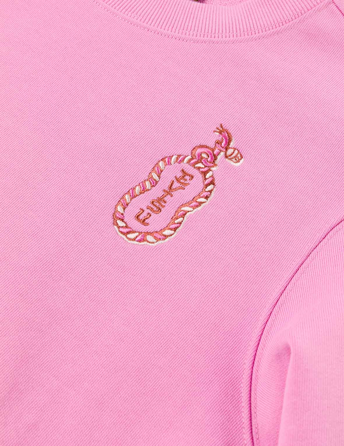 猫とロゴ刺繍 レギュラーフィット スウェットシャツ