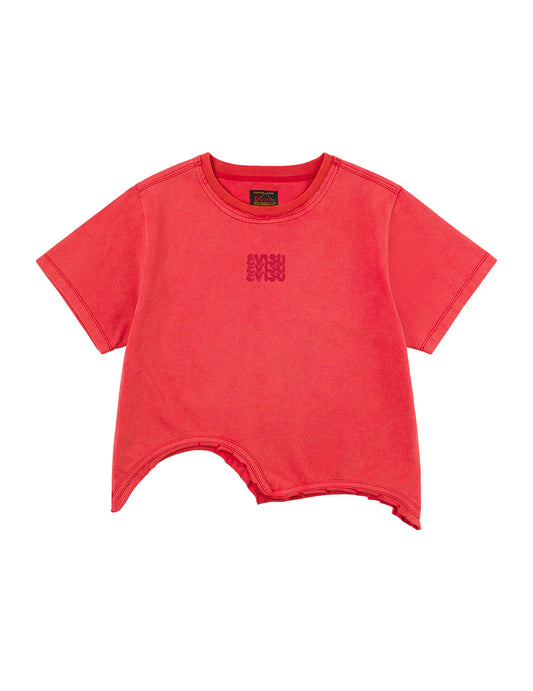 ロゴプリントとディストレスディテール ファッションフィット Tシャツ