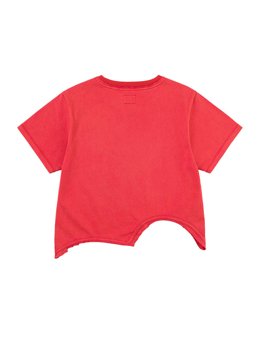 ロゴプリントとディストレスディテール ファッションフィット Tシャツ