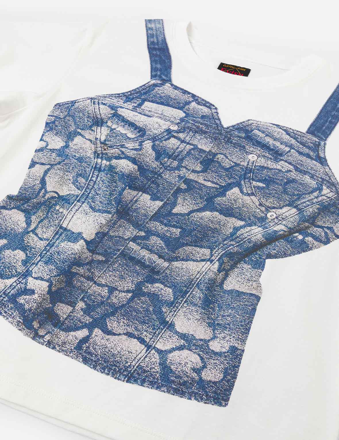 2-in-1 石垣迷彩デニムコルセットプリント ファッションフィット T