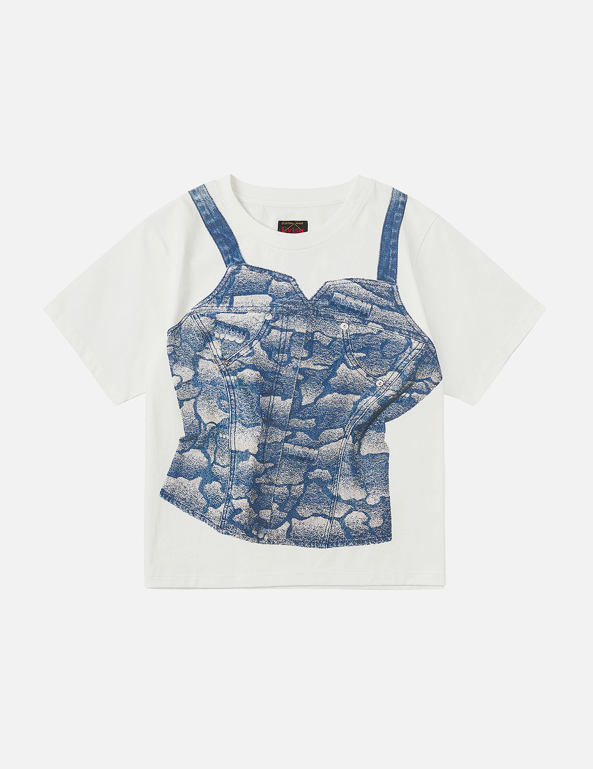 2-in-1 石垣迷彩デニムコルセットプリント ファッションフィット Tシャツ