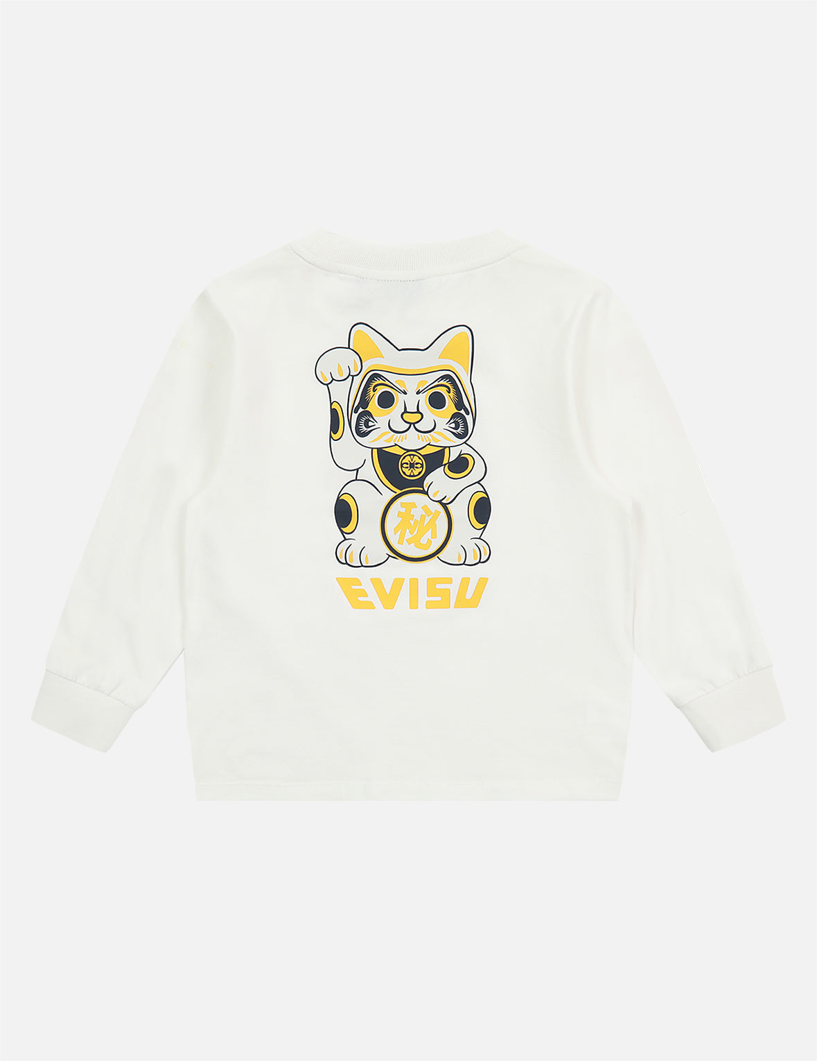 Fortune Cat and Seagull Print Long-Sleeve T-shirt