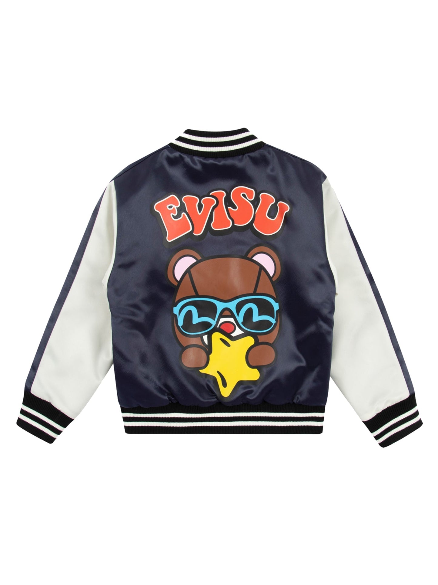 Star Bear Print Regular Fit Padded Souvenir Jacket