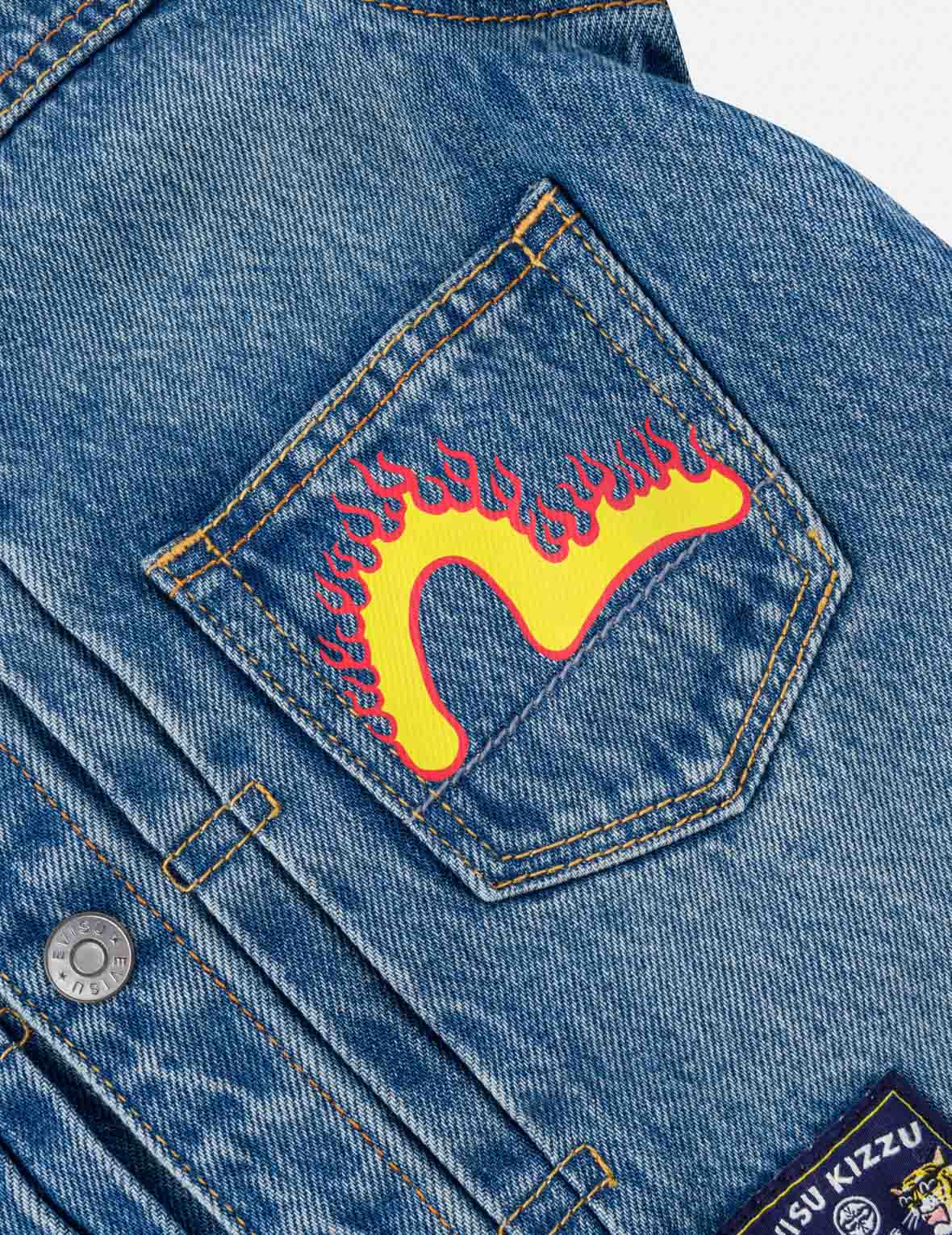 Leopard Head Embroidered Denim Jacket