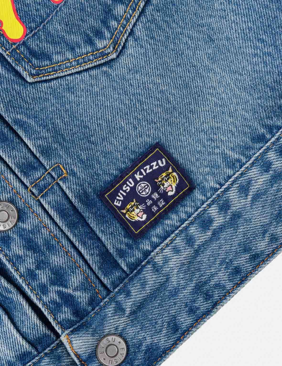 Leopard Head Embroidered Denim Jacket