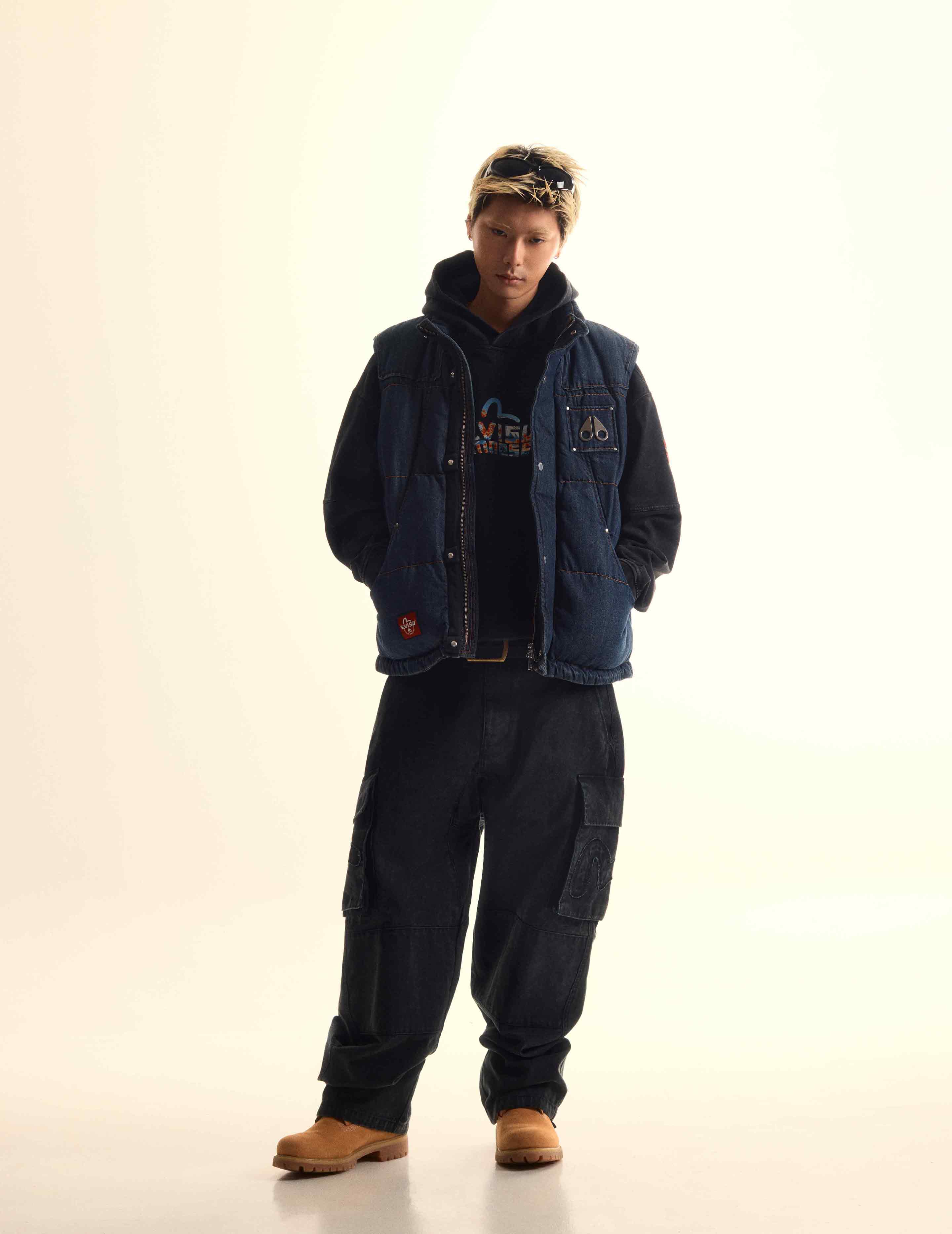 EVISU X MOOSE KNUCKLES 浮世絵 デニムベストダウン