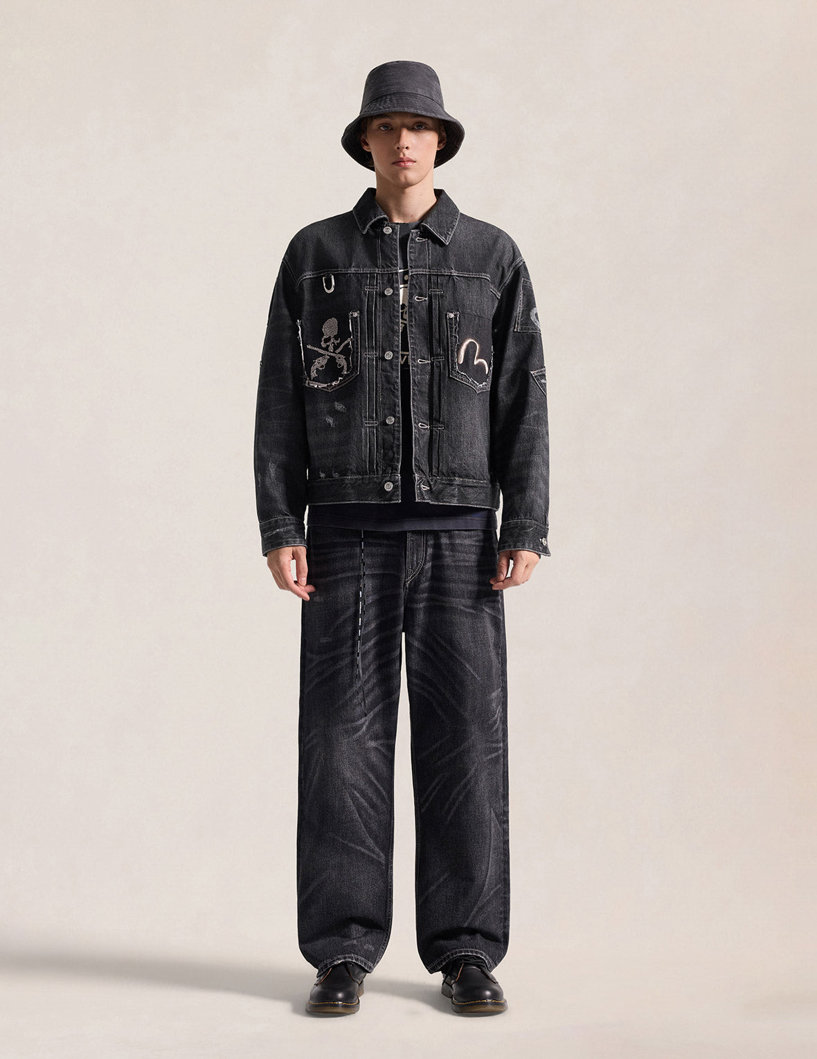 EVISU x mastermind JAPAN x roarguns ウォッシュ加工 マルチポケット Type II デニムジャケット