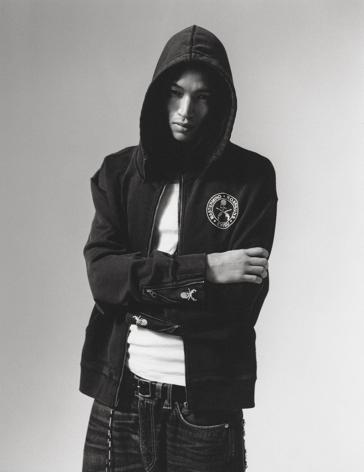EVISU x mastermind JAPAN x roarguns スカルガンズ大M アフターフード スウェットシャツ