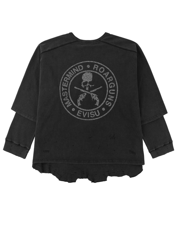 EVISU x mastermind JAPAN x roarguns ダメージ加工 レイヤード ロングスリーブTシャツ