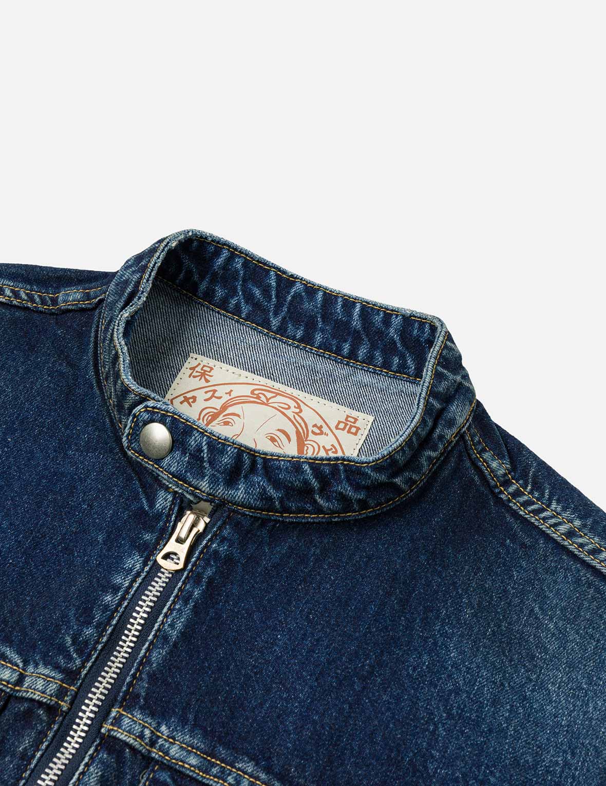 カモメ刺繍 レギュラーフィット デニムライダージャケット
