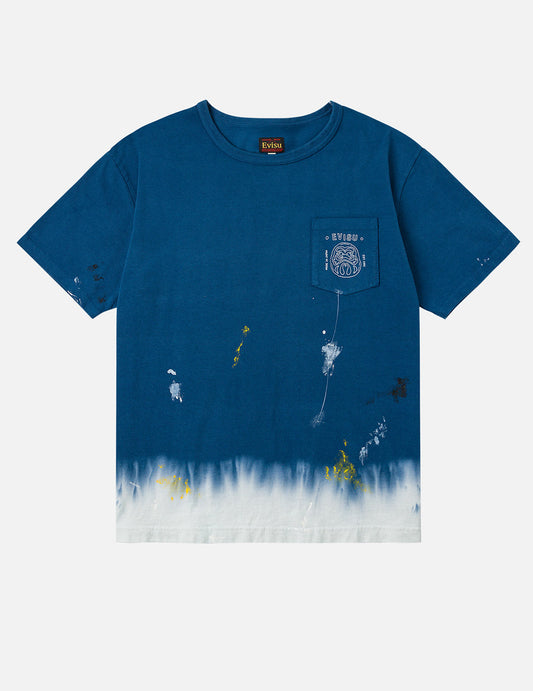 だるまとロゴ刺繍 レギュラーフィット ディップダイTシャツ