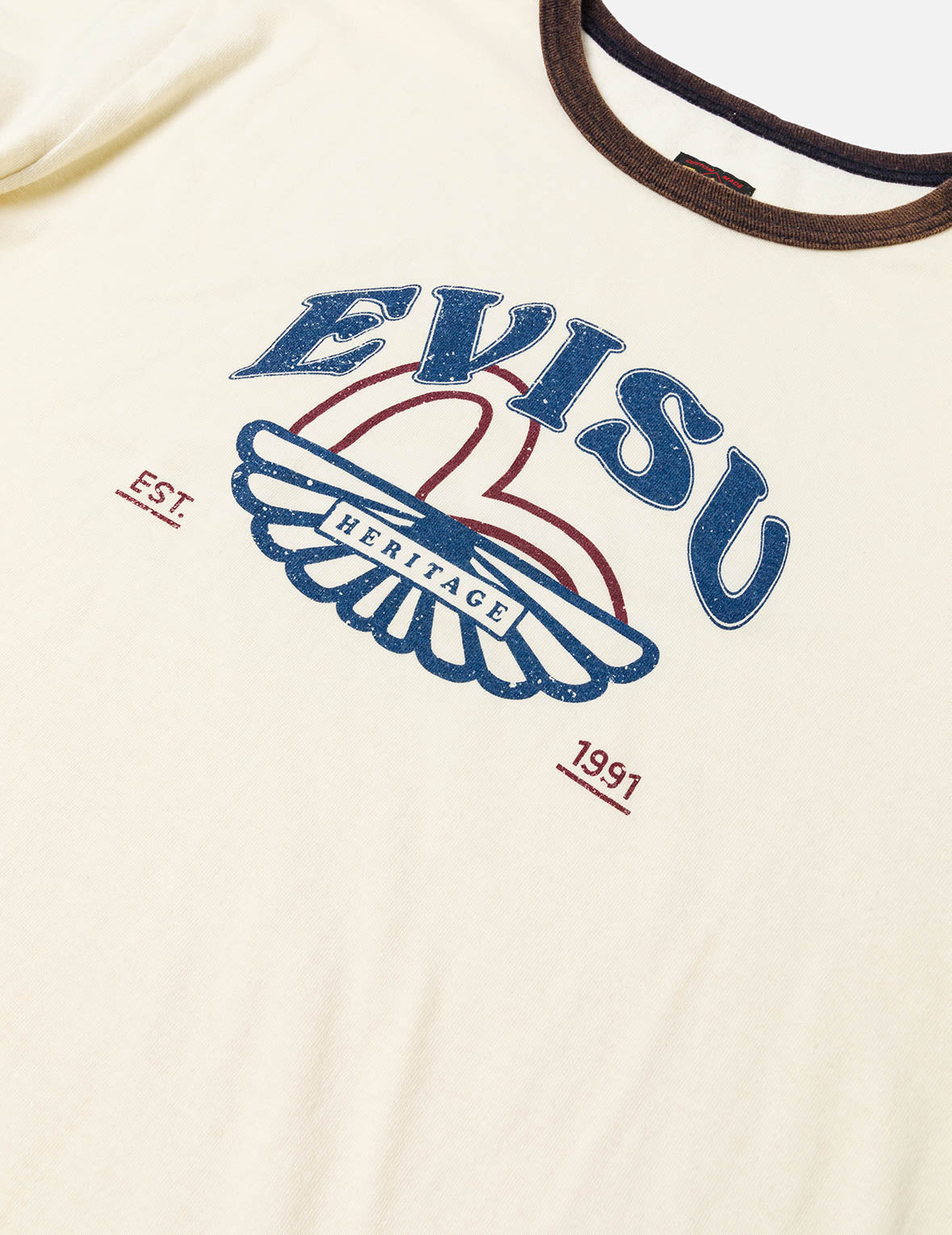 ウォッシュドカモメとロゴプリント レギュラーフィット リンガーTシャツ