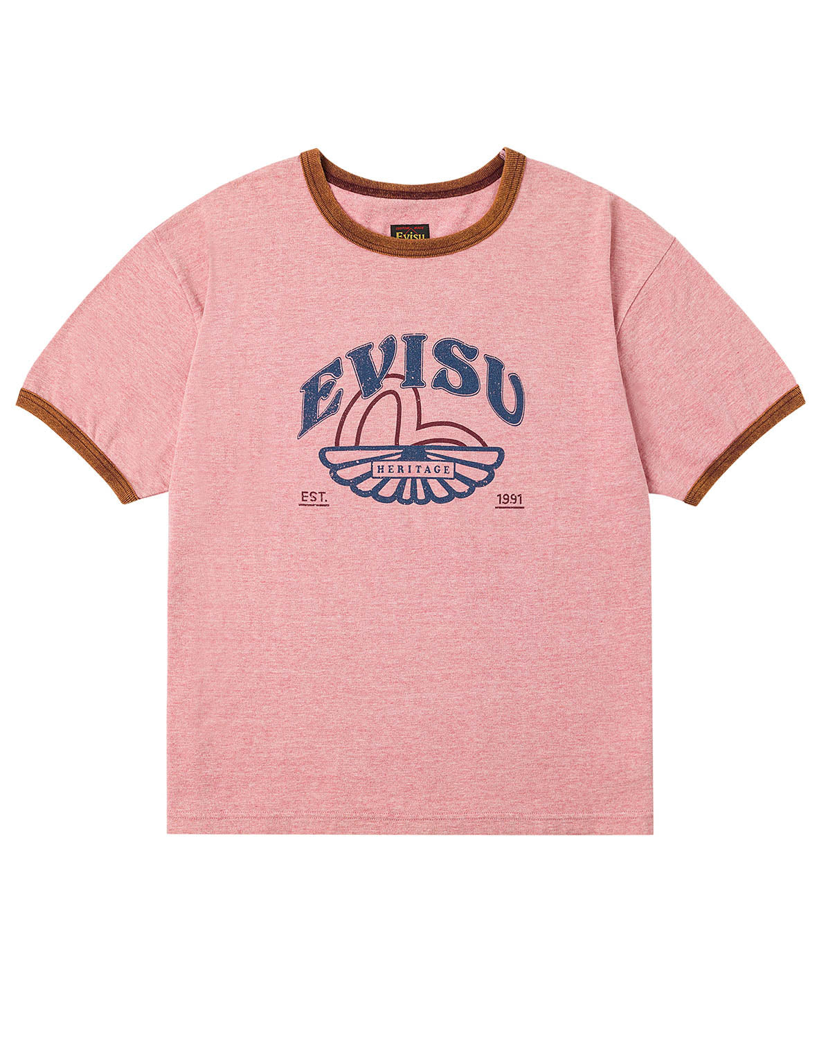 ウォッシュドカモメとロゴプリント レギュラーフィット リンガーTシャツ