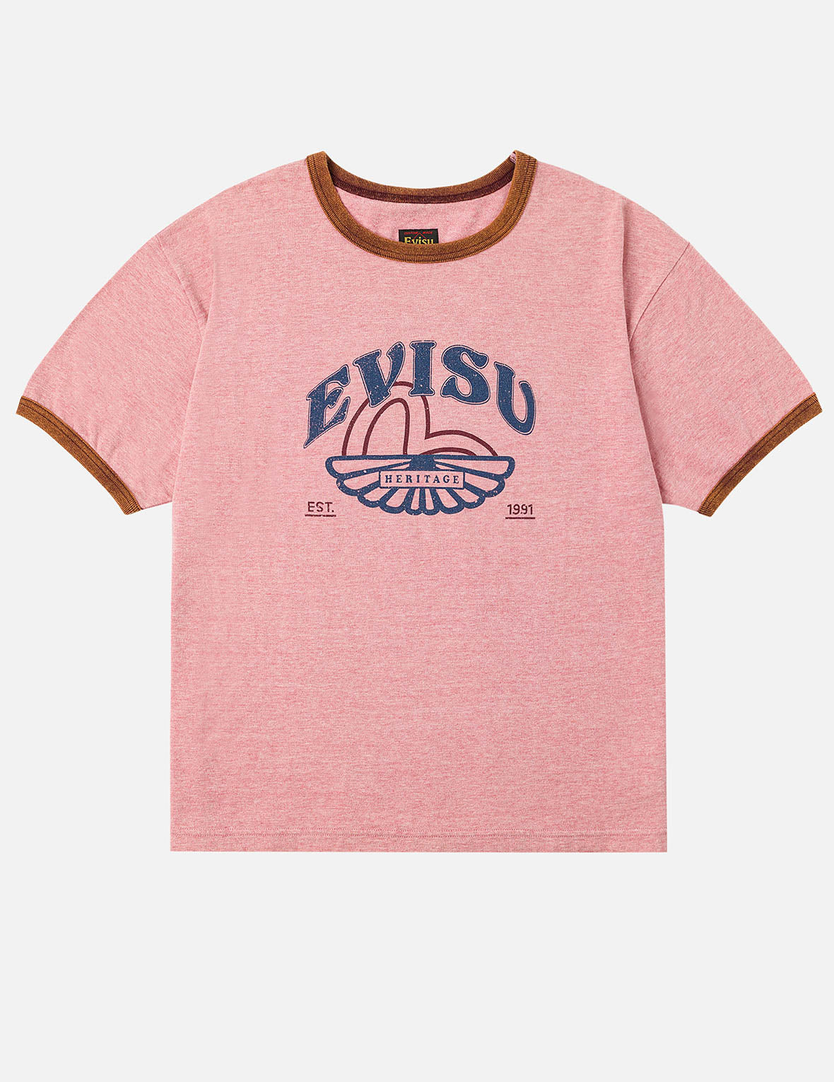ウォッシュドカモメとロゴプリント レギュラーフィット リンガーTシャツ