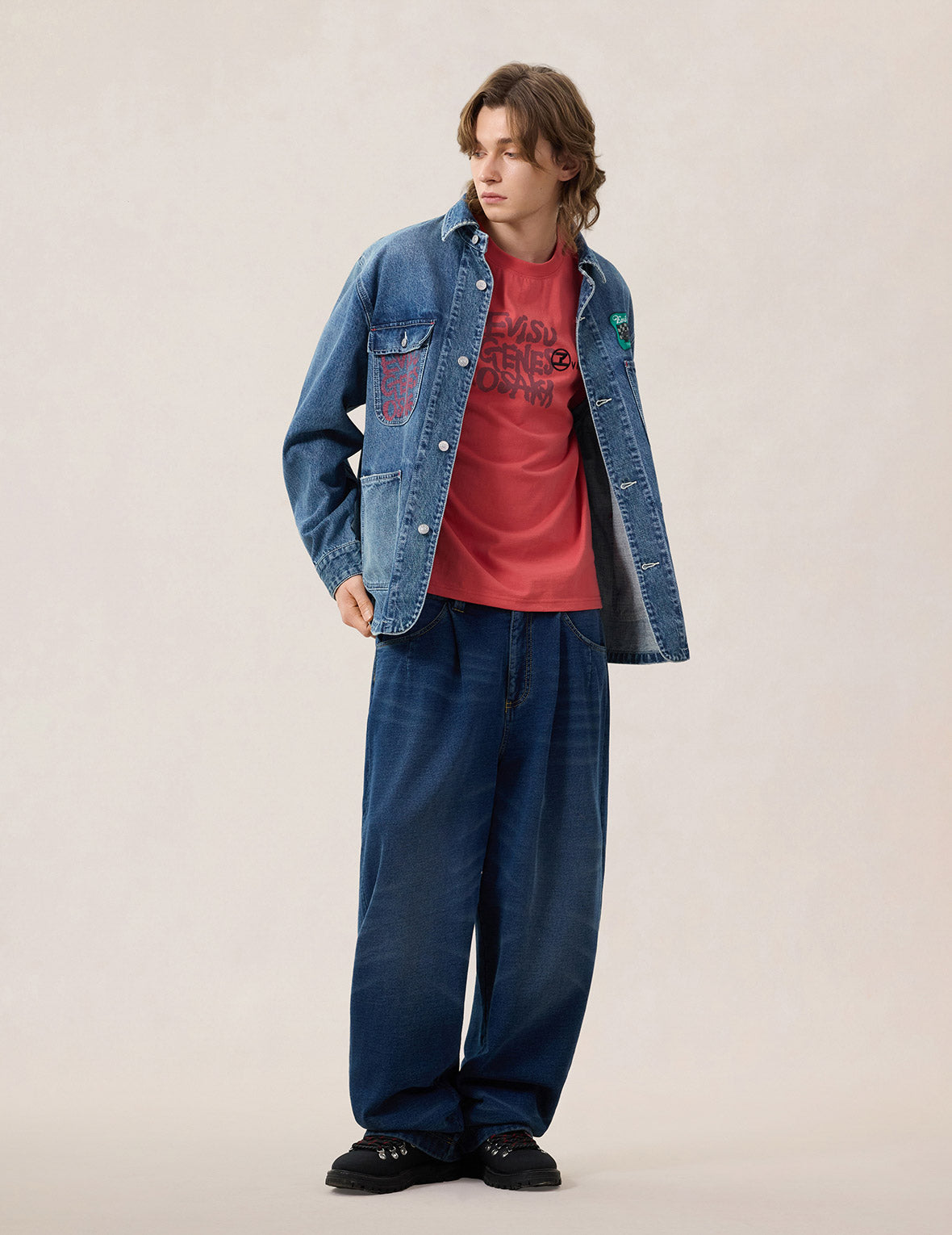 キャピタル デニムチョアジャケット ポケット多数 M マルチパッチ デニムチョアジャケット – EVISU