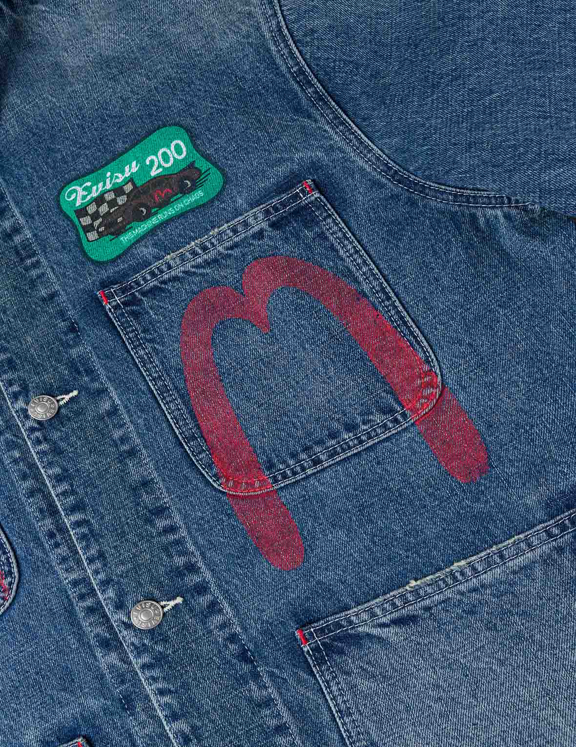 キャピタル デニムチョアジャケット ポケット多数 M マルチパッチ デニムチョアジャケット – EVISU