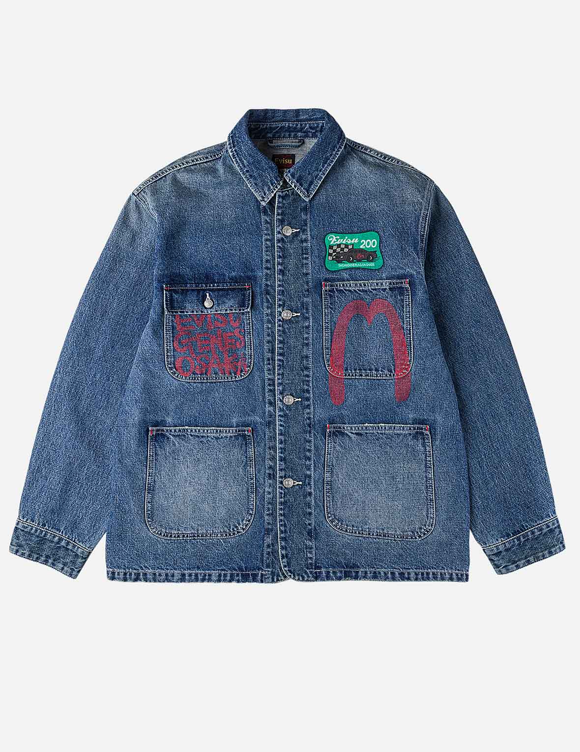 キャピタル デニムチョアジャケット ポケット多数 M マルチパッチ デニムチョアジャケット – EVISU