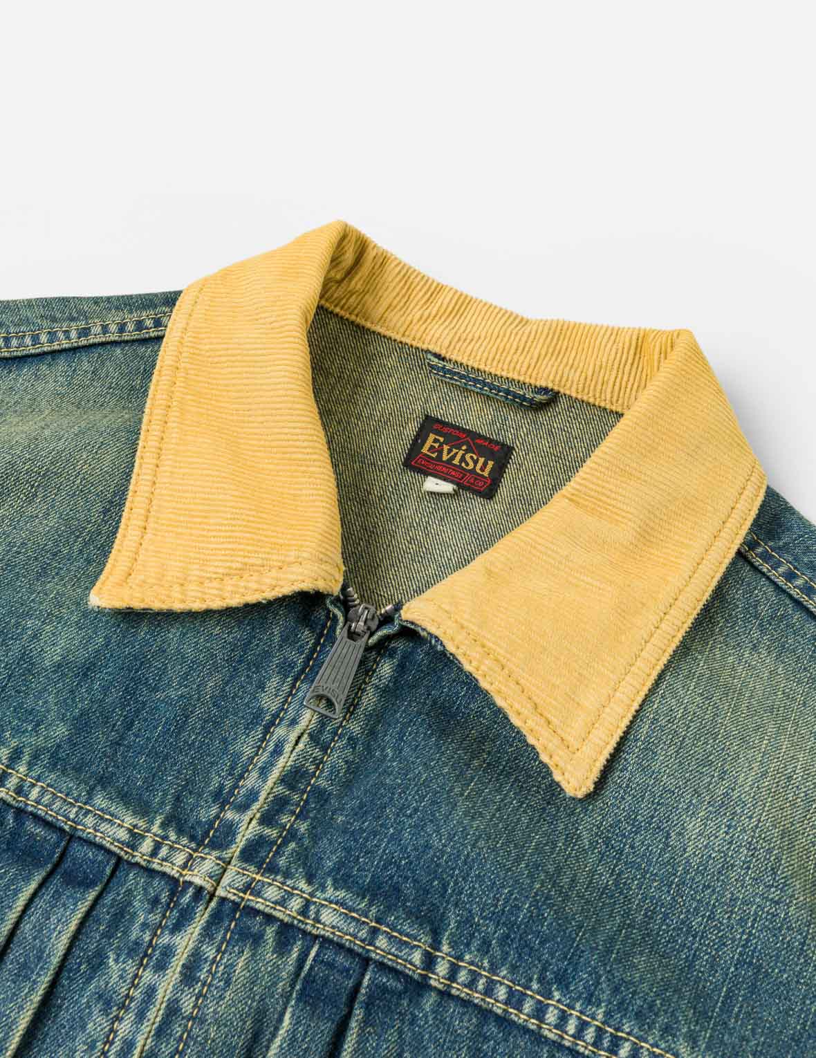 Contrast Collar Zipped Denim Jacket