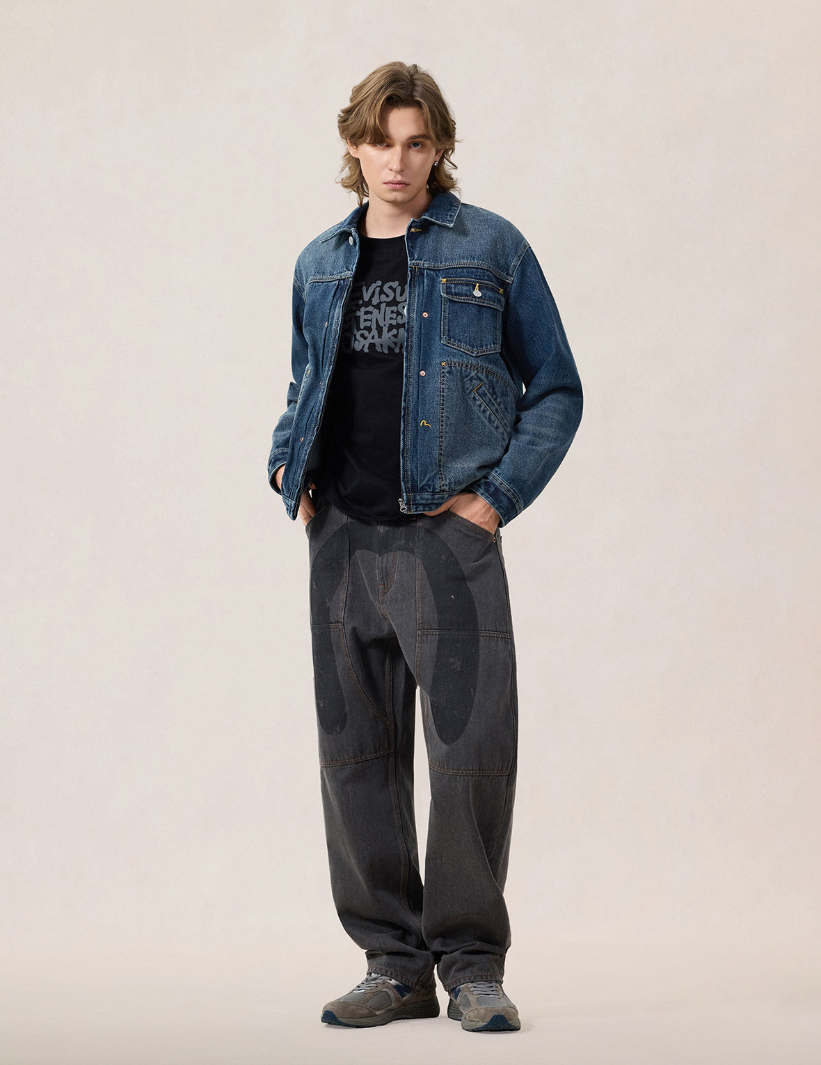 サンドウォッシュドクロコダイルプリント デニムジャケット – EVISU