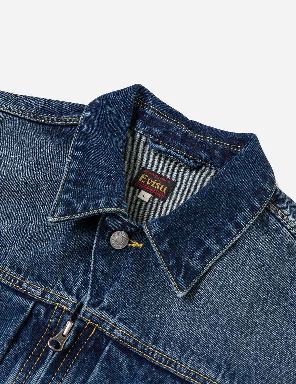 サンドウォッシュドクロコダイルプリント デニムジャケット – EVISU