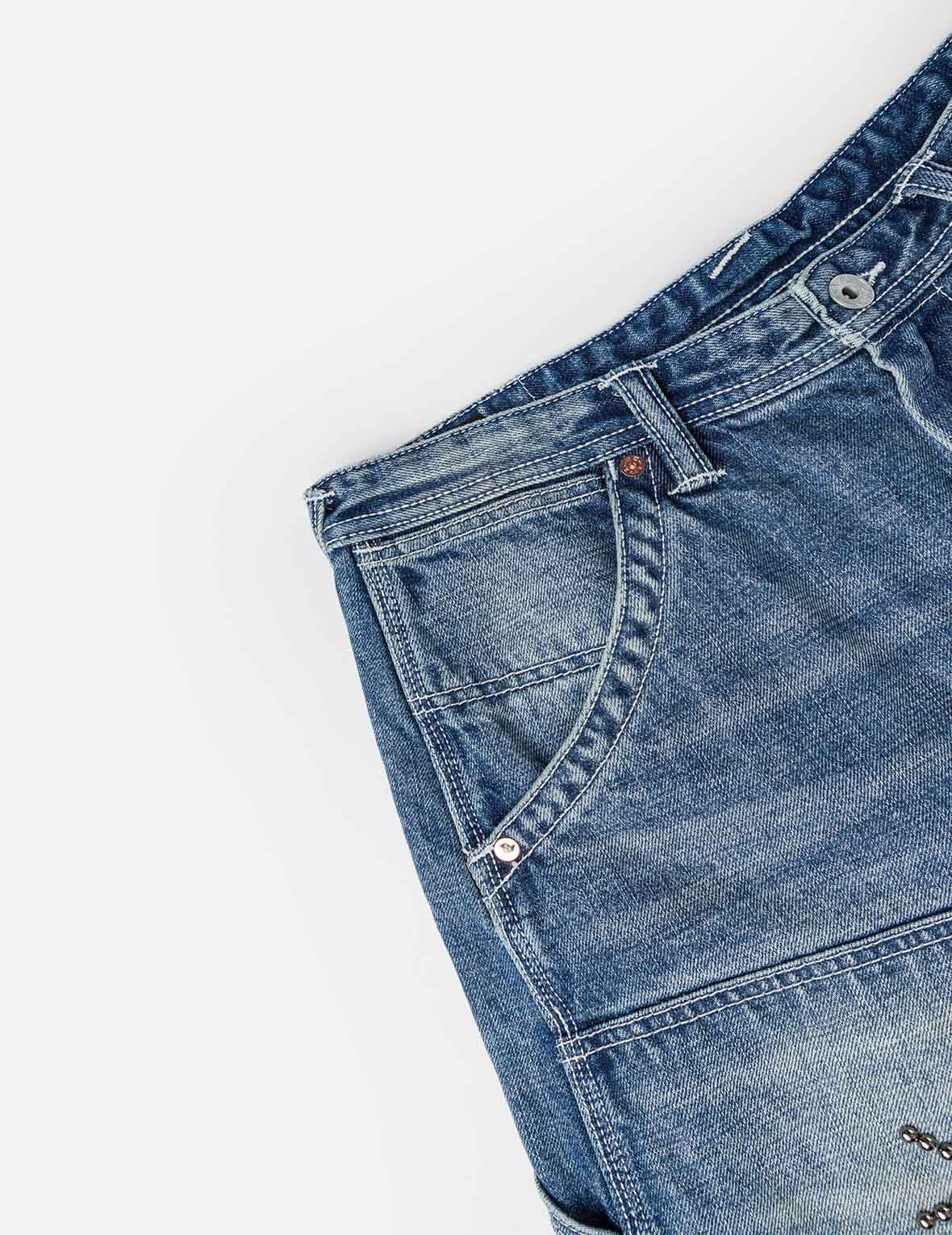 Heavy Washed studded Cargo Shorts