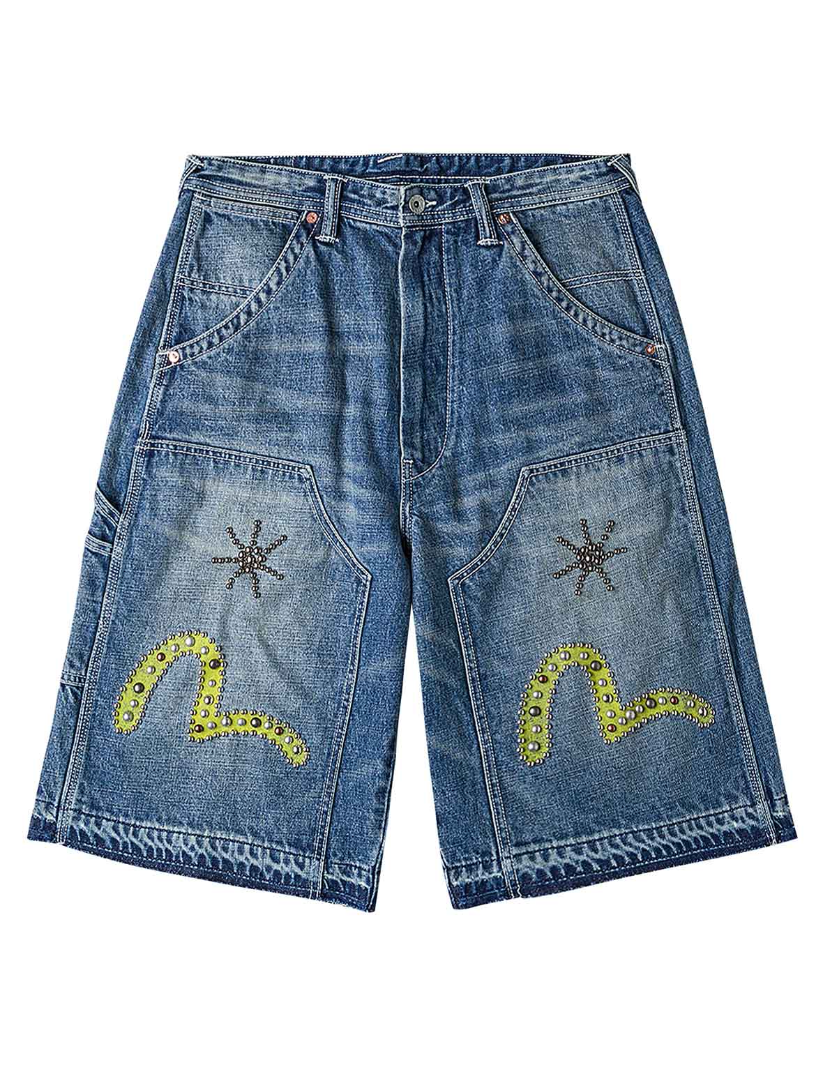 Heavy Washed studded Cargo Shorts
