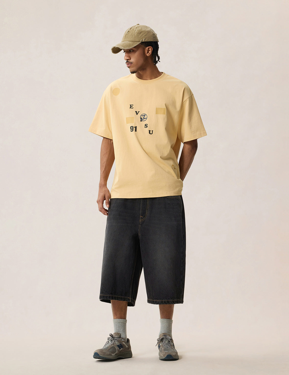 ディストレスドウォッシュカモメ刺繍デニムジョーツ – EVISU